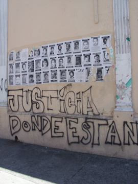 Graffiti in Guatemala asking, "Where are the disappeared?"