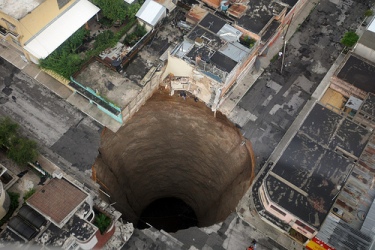 Photo by the Guatemalan government of the massive sinkhole in Guatemala City